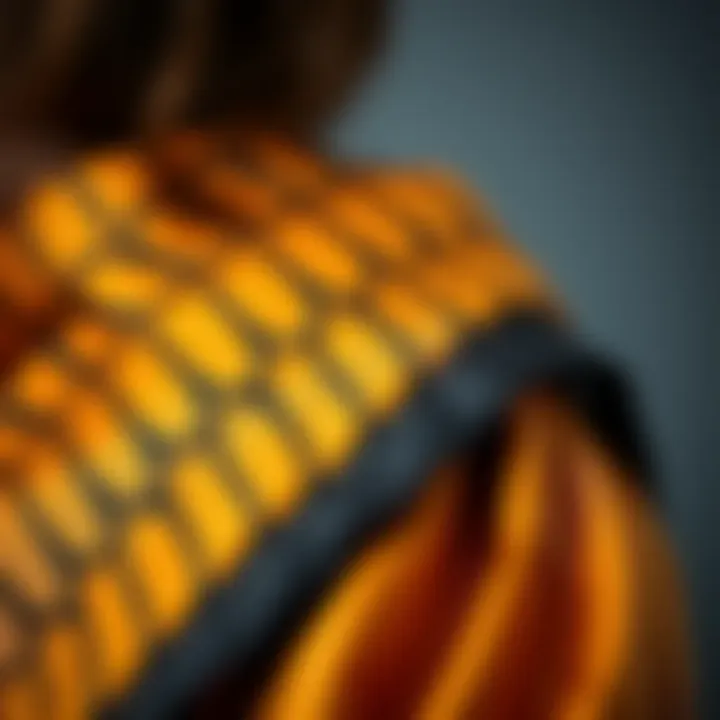 Close-up of a fabric pattern on a graduation gown