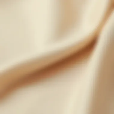 Close-up of a beige blouse fabric highlighting its quality.