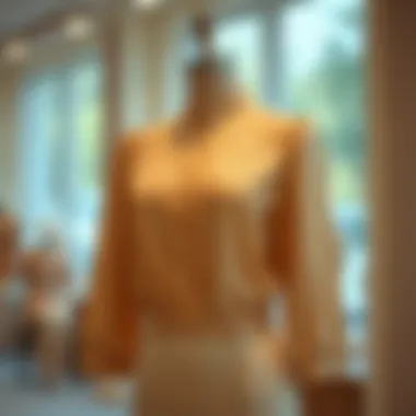 Elegant beige blouse on a mannequin showcasing timeless fashion.