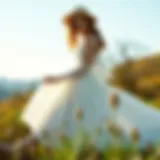 Elegant white bohemian dress in nature