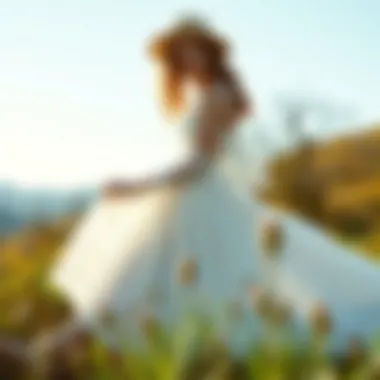 Elegant white bohemian dress in nature