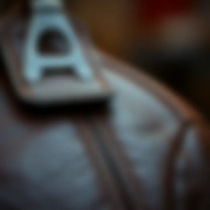 Close-up of leather texture and stitching details