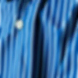 A close-up of the intricate fabric texture of a blue striped indigo shirt