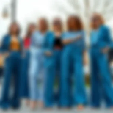 Blue Wide-Leg Trousers for Different Body Types Different body types wearing blue wide-leg trousers styled in various ways
