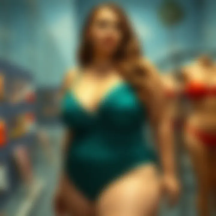 Stylish plus-size swimwear collection display