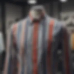 Elegant vertical striped shirt displayed on a mannequin.