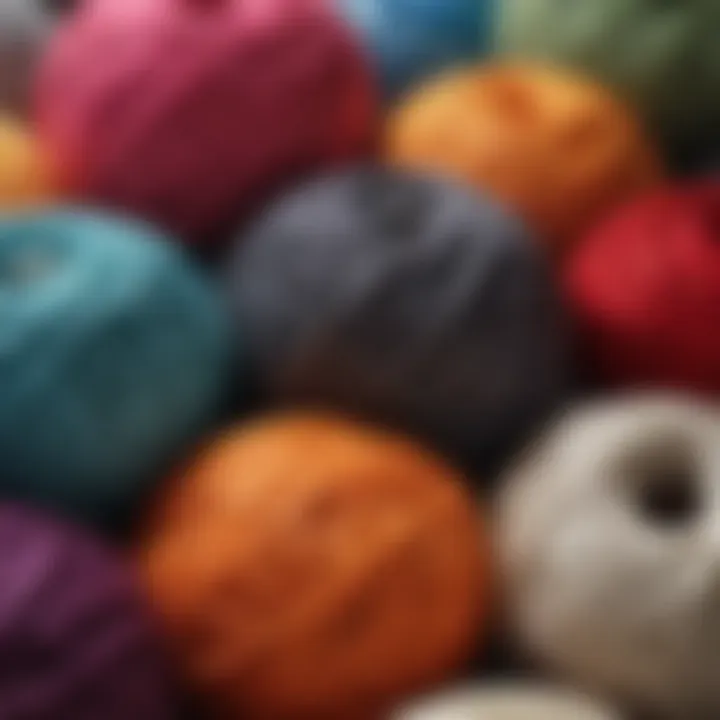 A close-up of colorful yarns used for knitting cardigans, highlighting texture and variety.