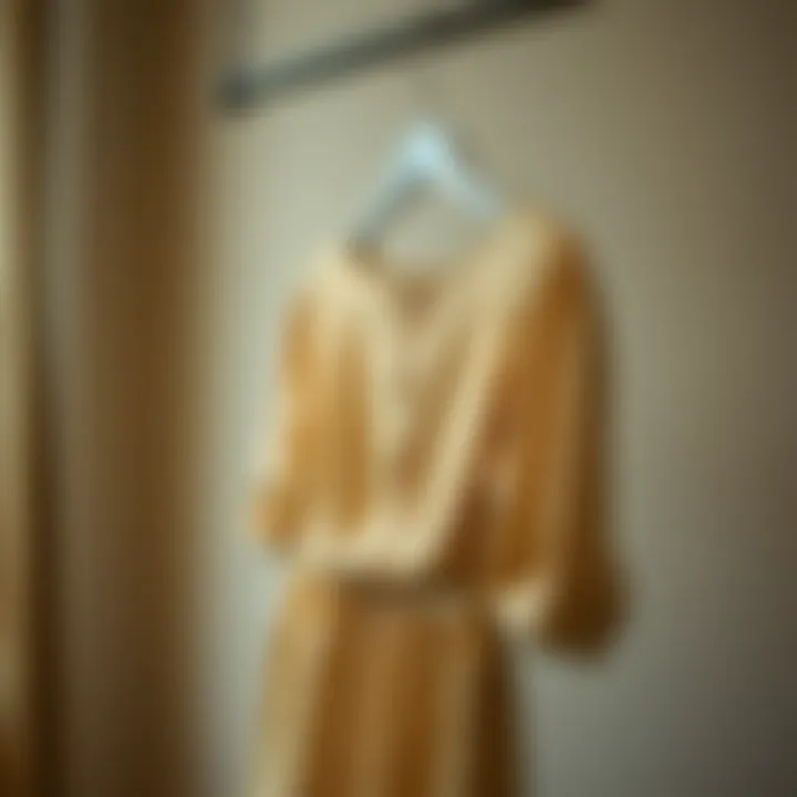 Fashionable dress displayed on a hanger