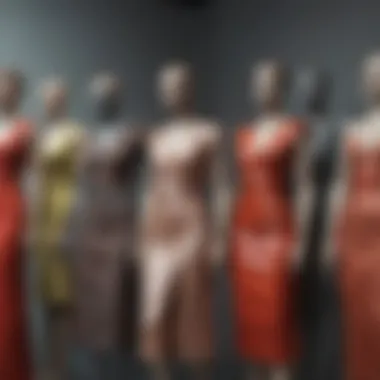 Diverse styles of Fisto tesettür dresses displayed on mannequins