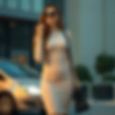 Fitted Dress with Casual Accessories Stylish combination of a fitted dress with casual accessories
