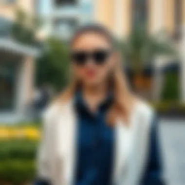 Stylish Navy Shirt Ensemble Elegant navy shirt styled with chic accessories