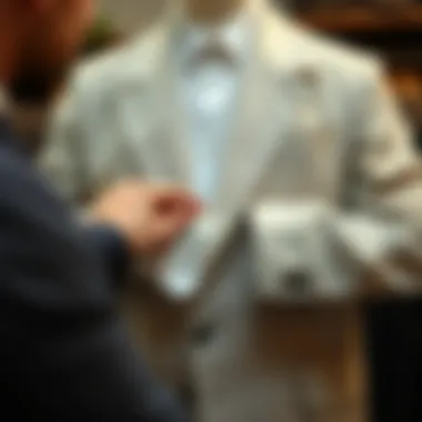 Proper care of a linen jacket being demonstrated