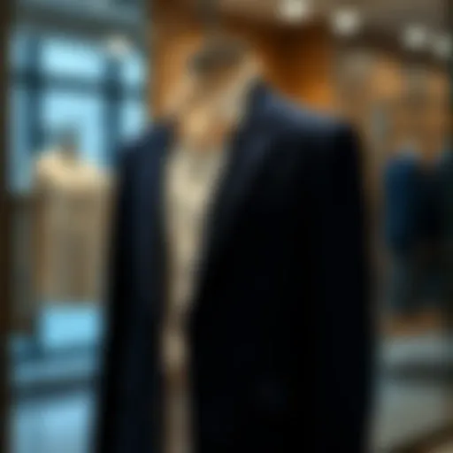 Stylish navy linen jacket on a mannequin