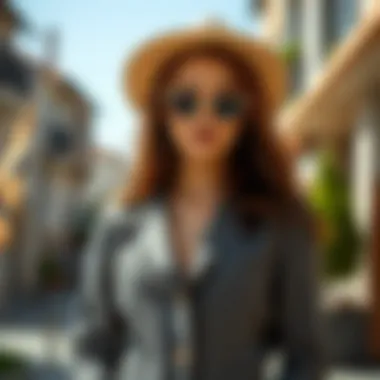 Sophisticated Summer Outfit with Navy Linen Combination of navy linen jacket with summer attire