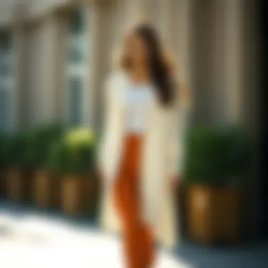 The Elegance of a Long White Cardigan Elegant long white cardigan draped over a stylish outfit.