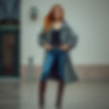 Elegant Outfit Showcasing Versatility of Blue Jeans and Rain Jackets Elegant outfit showcasing versatility of blue jeans and rain jackets