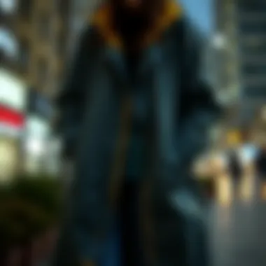 Modern Take on Blue Jeans and Rain Coat A modern take on blue jeans and a rain coat
