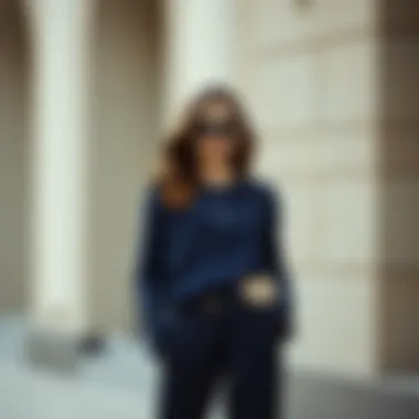 The Allure of Textured Navy Combinations Elegant navy ensemble featuring various textures