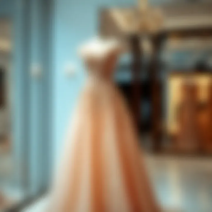 Elegant gown displayed in a boutique