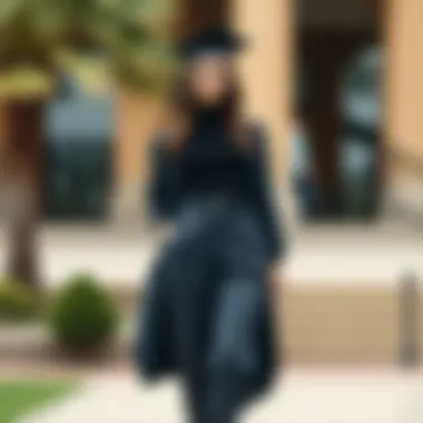 Sophisticated graduation attire combining modern pants with elegant top