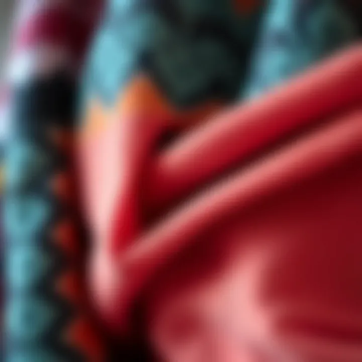 Up-close shot of a plush shawl's fabric detailing