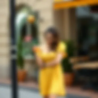 Yellow short dress styled for a casual brunch with friends