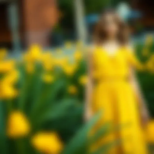 Elegant yellow short dress styled for a summer day