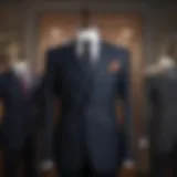 A classic suit displayed elegantly on a mannequin, showcasing timeless style.