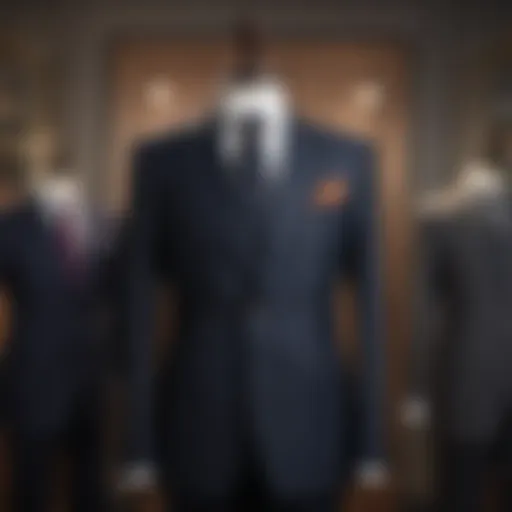 A classic suit displayed elegantly on a mannequin, showcasing timeless style.