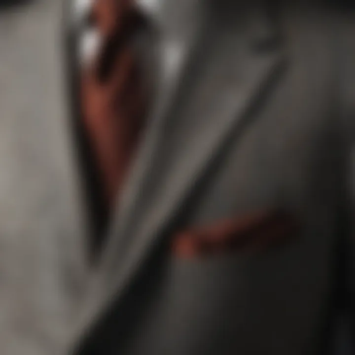 A close-up of fabric textures used in classic suits, highlighting their quality.