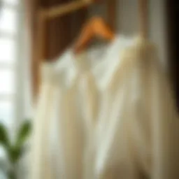 A classic blouse displayed elegantly on a hanger