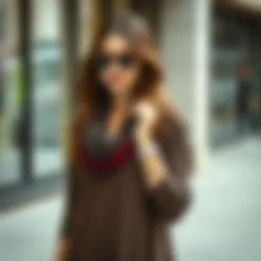 Stylish woman showcasing Tencel tunic with accessories