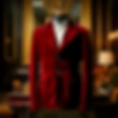 Elegant velvet sports jacket displayed on a sophisticated background