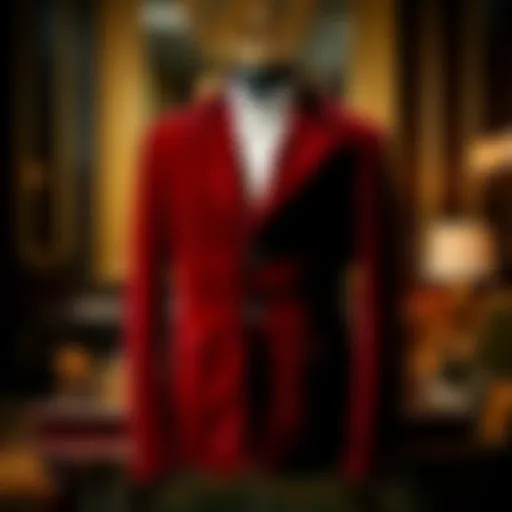 Elegant velvet sports jacket displayed on a sophisticated background