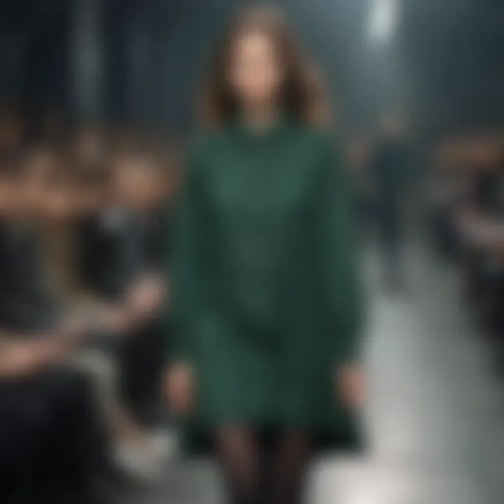 Fashion event showcasing dark green tunic styles